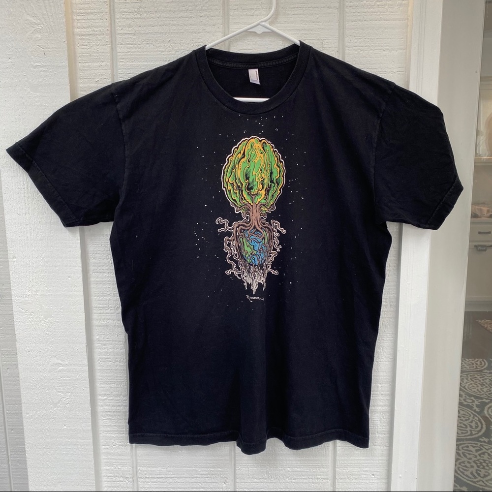 Super trippy American Apparel Earth & Tree T-Shirt